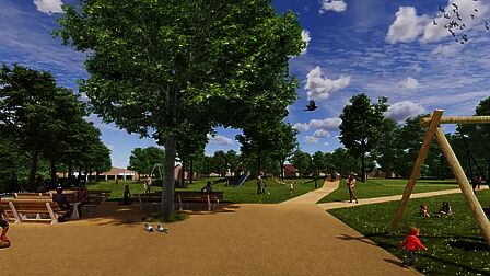 Visualisatie nieuw plein in Wijkpark Maarssenbroek